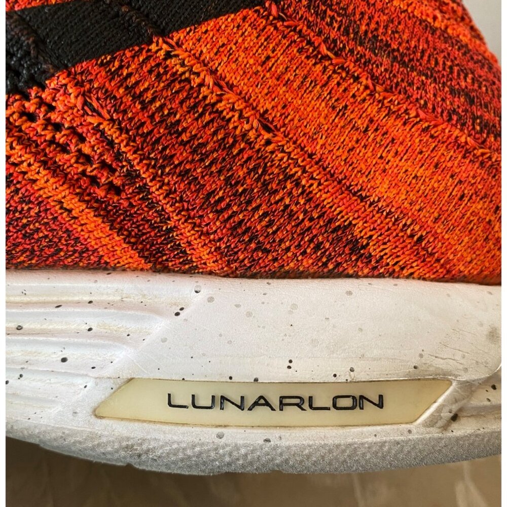 Nike Flyknit Lunar 3 High-Top Sneakers Orange/Black Mens Size 13 - Picture 9 of 10
